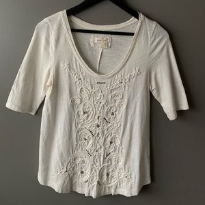 Anthropologie detailed cream top